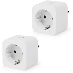 Nedis 2x Smart WLAN Steckdose - WiFi & Bluetooth - Energiezähler - Kompatibel mit Amazon Alexa & Google Home - Weiß - 16A Smart WLAN Steckdose