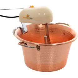 LAR Casalinghi LAR Polentamatic - Elektrischer Rührtopf für Polenta aus gehämmertem Kupfer mit flachem Boden - 6.5L - max. 8W