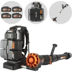 PROMO Worx Nitro WG572E - Rückentragbarer Akku-Laubbläser - 4x20V/4Ah