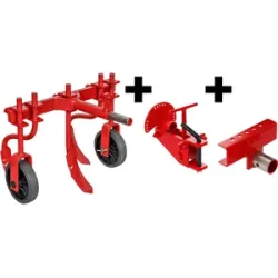 AgriEuro Premium Dreizinken-Grubber ET-3 mit verstellbarem Schnellanschluss, Geräteanschlussstück - für Einachser mit 610 PS