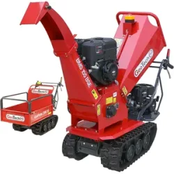 GeoTech Pro BMS 155 BSE  2-in-1-Häcksler und Raupendumper mit Raupenfahrwerk  6 Laufrollen  13,5 PS B&S-Motor  Ausziehbare Ladefläche