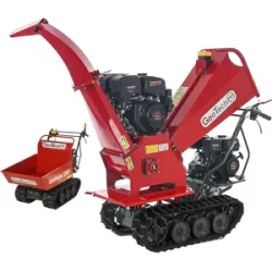 GeoTech Pro BMS 155 LE   2-in-1-Häcksler auf Raupenfahrwerk mit Dumpermulde  6 Laufrollen - Loncin Motor 15 PS - Dumper