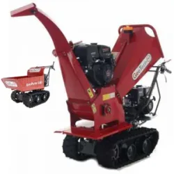 GeoTech Pro BMS 155 LE  2-in-1-Häcksler auf Raupenwerk 330D mit Dumpermulde 4 Laufrollen  15 PS Loncin-Motor  Dumper