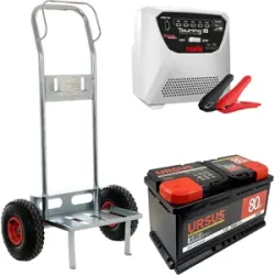 T.O. Komplettes Set: Batteriewagen Geotech + Batteria 80 Ah + Ladegerät Telwin Touring 18