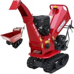GeoTech Pro BMS 155 BSE  2-in-1-Häcksler auf Raupenwerk GeoPorter 330E BS mit Dumpermulde  4 Laufrollen  13,5 PS B&S-Motor  Dumper