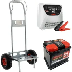 T.O. Komplettes Set: Batteriewagen Geotech + Batteria 60 Ah + Ladegerät Telwin Touring 18