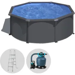 Gre Anthracite Rund Ø300 x 120 cm  Aufstellpool aus Stahl