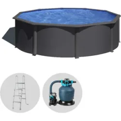 Gre Anthracite Rund Ø460 x 120 cm  Aufstellpool aus Stahl