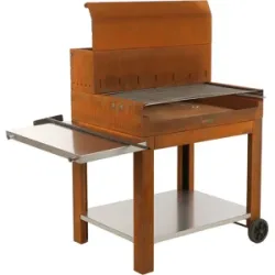 AgriEuro TOP-LINE Folpo  Holzgrills und Holzkohlegrills aus Cortenstahl mit Transportwagen