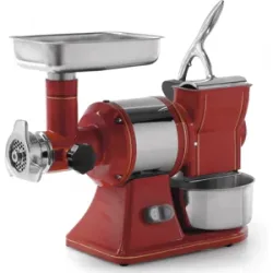 Fama Industrie FAMA TG12 RETRO - Elektrischer Fleischwolf - Mit integrierter Käsereibe - Schneideeinheit aus Edelstahl - 230V