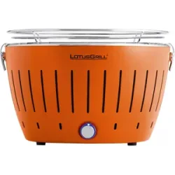 LotusGrill LG G34 U OR  Tragbarer Holzkohlegrill für draußen  Orangefarbene Außenhülle
