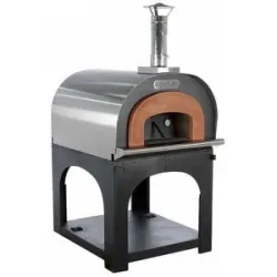 AgriEuro TOP-LINE AgriEuro Cibus Inox 800 - Edelstahl Holzbackofen für draußen - mit Backraum Ø 80 - Backfähigkeit: 5 Pizzen