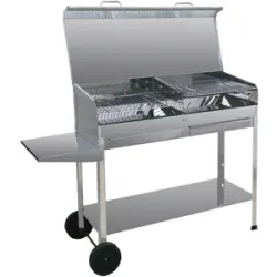 Mille Achille Big - Handgefertigter Holzkohlegrill aus Edelstahl - 2x 47,5x37cm