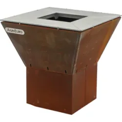 AgriEuro TOP-LINE Holzkohlegrill GRINGO B038 - 4 Kochplatten aus Edelstahl - Gehäuse aus Cortenstahl