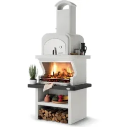 Palazzetti Balos - Kombi-Grillkamin mit Holzbackofen aus Betonstein