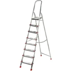 AgriEuro Premium Alu-Stehleiter mit Standfläche Alice 8, 8 Stufen, 2,37 m