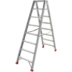 AgriEuro Premium Doppel-Aluminiumleiter 1031, 2×8 Stufen, 1,88 m