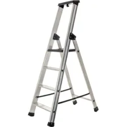 S.T.P. Issima, 4 Stufen, Höhe 1,51 m  Aluminium-Stehleiter mit Ständer