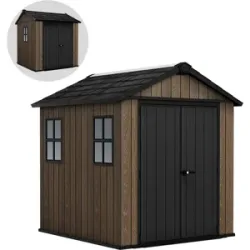 Keter Signature Walnut 757/775 - Gerätehaus - Mit Fenstern - 230 x 223 x 246 cm