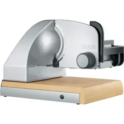 Graef SKS Line 850 silber - Freitragender Allesschneider 170 mm - mit Schneidbrett aus Buchenholz mit Messerschublade