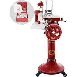 BERKEL B3 - Schwungrad-Aufschnittmaschine mit Sockel mit Messer aus verchromten Stahl 300 mm - rot