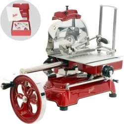 BERKEL B3 rot - Schwungrad-Aufschnittmaschine mit Messer aus verchromten Stahl 300 mm