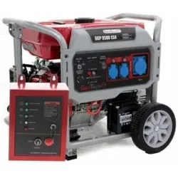 GeoTech Pro GGP 9500 ESA -Benzin-Stromerzeuger mit Rädern - AVR-Regelung - Elektrostarter 7.9 kW - Dauerleistung 7.55 kW - 230V + ATS