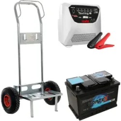 T.O. Komplettes Set: Batteriewagen Geotech + Batteria 100 Ah + Ladegerät Telwin Touring 18