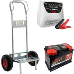 T.O. Komplettes Set: Batteriewagen Geotech + Batteria 70 Ah + Ladegerät Telwin Touring 18