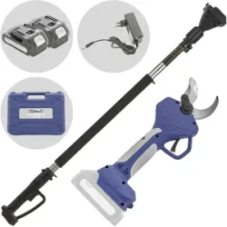 BullMach DIVIANE 40 - Akku-Baumschere + Teleskopschaft 130-200 cm - 2x21V 2Ah - Schnittdurchmesser max. 40 mm