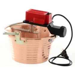 Induktions-Rührtopf für Polenta NuovaFac Cuoca Automatica aus gehämmertem Kupfer, Flachboden 4L - 5W