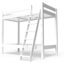 ABC MEUBLES Etagenbett 2 Plätze 90x190 geneigte Skala Holz ABC - Weiß
