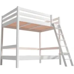 ABC MEUBLES Etagenbett 2-Sitzer 120x200 für Erwachsene Treppe Holz Sylvia - Weiß