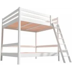 ABC MEUBLES Etagenbett 2-Sitzer 140x200 für Erwachsene Treppe Holz Sylvia - Weiß