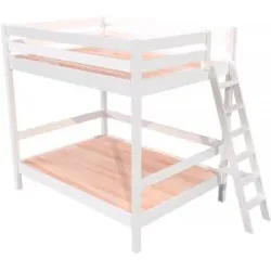 ABC MEUBLES Etagenbett 2-Sitzer 160x200 für Erwachsene Treppe Holz Sylvia - Weiß