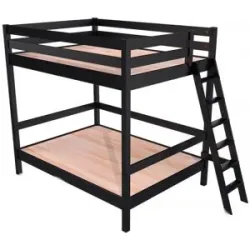 ABC MEUBLES Etagenbett 2-Sitzer 160x200 für Erwachsene Treppe Holz Sylvia - Schwarz