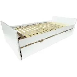 ABC MEUBLES Ausziehbett 90x200 ABC aus Massivholz - Weiß