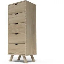 ABC MEUBLES Skandinavische lumpenhändler Viking 5 Schubladen aus Massivholz - Roh (ohne Lack)