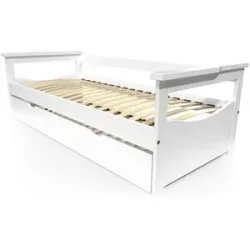 ABC MEUBLES Ausziehbett 80x190 Topaze aus Massivholz - Weiß