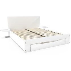 ABC MEUBLES Happy Holzbett 2 Plätze 140x190 mit Schublade + Nachttische - Weiß