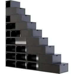 ABC MEUBLES Treppenregal 225 cm - Schwarz