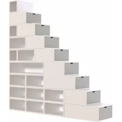 ABC MEUBLES Treppenregal 225 cm - Weiß/Mokka