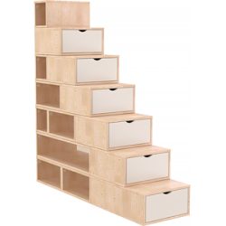 ABC MEUBLES Treppenregal 175 cm - Naturlack/Weiß
