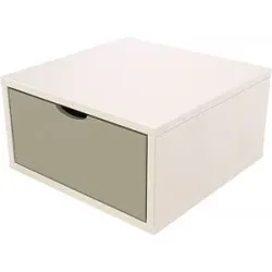 ABC MEUBLES Aufbewahrungswürfel Holz 50x50 cm + Schublade - Weiß/Mokka