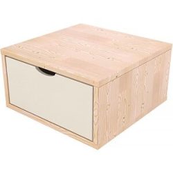 ABC MEUBLES Aufbewahrungswürfel Holz 50x50 cm + Schublade - Naturlack/Weiß