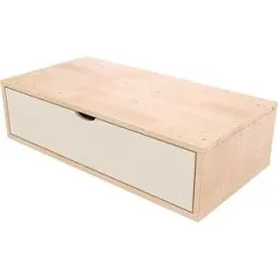 ABC MEUBLES Aufbewahrungswürfel Holz 100x50 cm + Schublade - Naturlack/Weiß