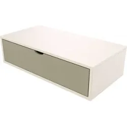 ABC MEUBLES Aufbewahrungswürfel Holz 100x50 cm + Schublade - Weiß/Mokka