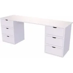 ABC MEUBLES Schreibtisch aus massivholz 6 Schubladen Würfel - Weiß