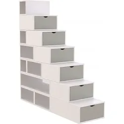 ABC MEUBLES Treppenregal 175 cm - Weiß/Mokka