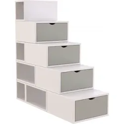 ABC MEUBLES Treppenregal 125 cm - Weiß/Mokka